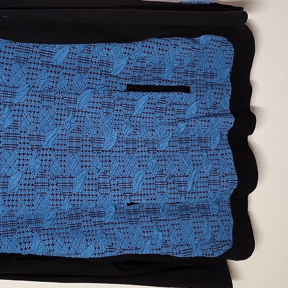 Parsley & Sage Chic Blue and Black Asymmetrical Neck Buttoned Sweater XL - Picture 3 of 9